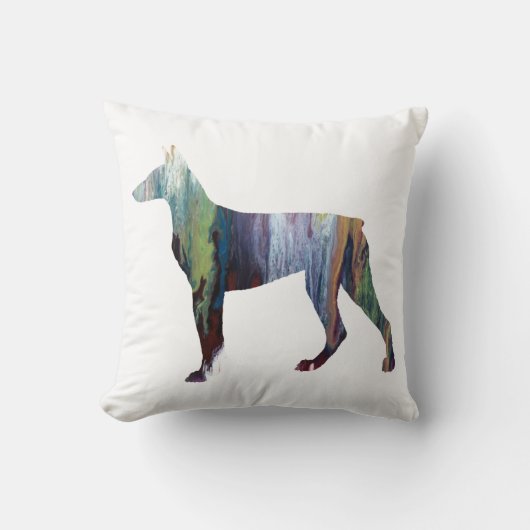 抽象的なドーベルマン犬のシルエット クッション (正面)