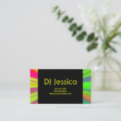 抽象的なナイトクラブネオンライトショーイエローDJ 名刺 (スタンド正面)