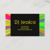 抽象的なナイトクラブネオンライトショーイエローDJ 名刺 (正面)