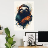 抽象的なナマケモノの壁掛けアート – リラックスした動物 ポスター (ホームオフィス)