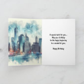 抽象的なニューヨークのスカイラインのハッピーバースデーカード カード (内部)