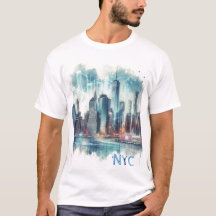 抽象的なニューヨーク市ウォーターカラーTシャツ