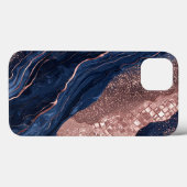 抽象的なネイビーとローズゴールドのマーブルデザイン Case-Mate iPhoneケース (裏面 (横))