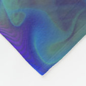 抽象的なネオンティール（緑がかった色）の青い紫色のフラクタルパターン フリースブランケット (角)