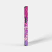 抽象的なネオンピンクとブルーのエネルギーブラストグラフィック iPhoneケース (右側面)