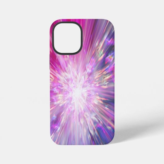 抽象的なネオンピンクとブルーのエネルギーブラストグラフィック iPhoneケース (裏面)