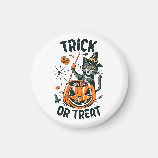 抽象的なハロウィンの猫 マグネット (正面)