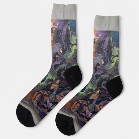 抽象的なハロウィン ソックス (左)