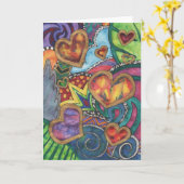 抽象的なハートの空白のな挨拶状 カード (黄色い花)