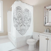 抽象的なハートの落書き シャワーカーテン (インサイチュ)