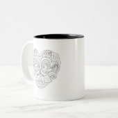 抽象的なハートの落書き ツートーンマグカップ (正面左)