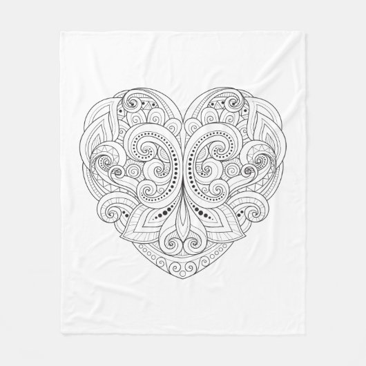 抽象的なハートの落書き フリースブランケット (正面)