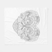 抽象的なハートの落書き フリースブランケット (正面(横))