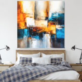 抽象的なハーモニー：線、光、形 キャンバスプリント (インサイチュ (寝室))