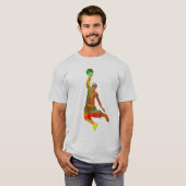 抽象的なバスケットボール選手の跳躍のワイシャツ Tシャツ (正面フル)