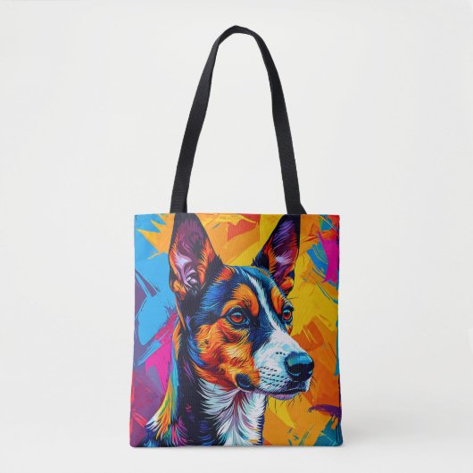 抽象的なバセンジーの犬の肖像画 トートバッグ (正面)
