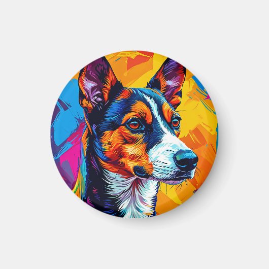 抽象的なバセンジーの犬の肖像画 マグネット (正面)