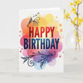 抽象的なバブル 誕生日カード カード (黄色い花)