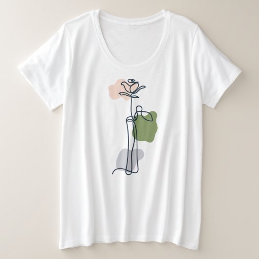 抽象的なバラの花 プラスサイズTシャツ (デザイン正面)