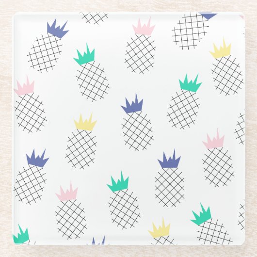 抽象的なパイナップル2 ガラスコースター (正面)