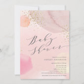 抽象的なパステルサークルの女の子ベビーシャワー 招待状 (正面)
