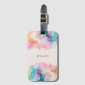 抽象的なパステルスタイルのアルコールインク ラゲッジタグ (正面縦)