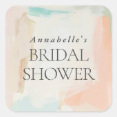 抽象的なパステルペイントの優雅なブライズシャワー スクエアシール (正面)