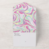 抽象的なパステル ピンクの液体ウェディング オールインワン招待状 (外側)