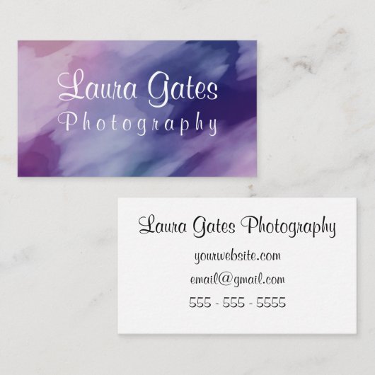 抽象的なパターン紫色の水彩画 名刺 (正面/裏面)