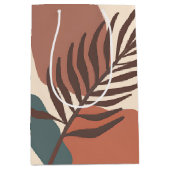 抽象的なパームリーフのミニマルアート ミディアムペーパーバッグ (正面)