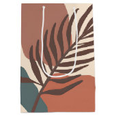 抽象的なパームリーフのミニマルアート ミディアムペーパーバッグ (裏面)