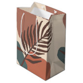 抽象的なパームリーフのミニマルアート ミディアムペーパーバッグ (裏面アングル)