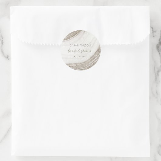 抽象的なパールゴールドのマーブル模様のアゲートの結婚前お茶会 ラウンドシール (バッグ)