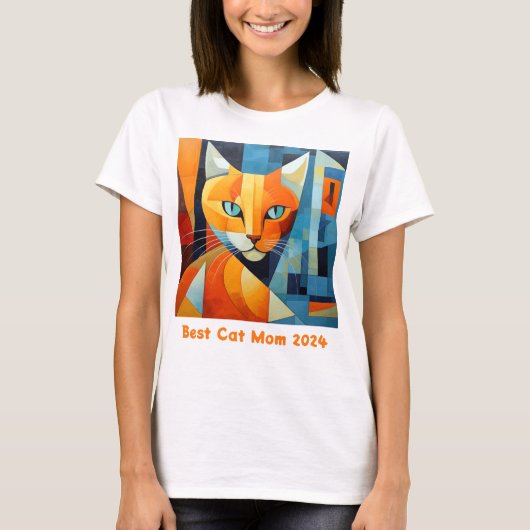抽象的なヒゲ:最高の猫ママ Tシャツ (正面)