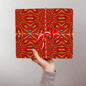 抽象的なヒッピーの赤と黄色の花柄エスニック トライバル ラッピングペーパー