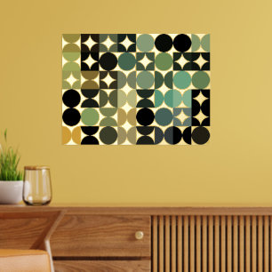 抽象的なヒップサークル フュージョンアート ゴールド 箔ポスター