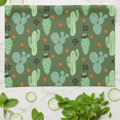 抽象的なヒップスターのサボテンの砂漠パターン キッチンタオル (折り畳み)