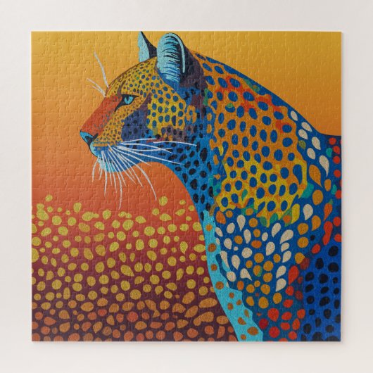 抽象的なビブラントヒョウ柄アート ジグソーパズル (縦)