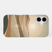 抽象的なビーチのレトロ風景 iPhone 16ケース (裏面横)