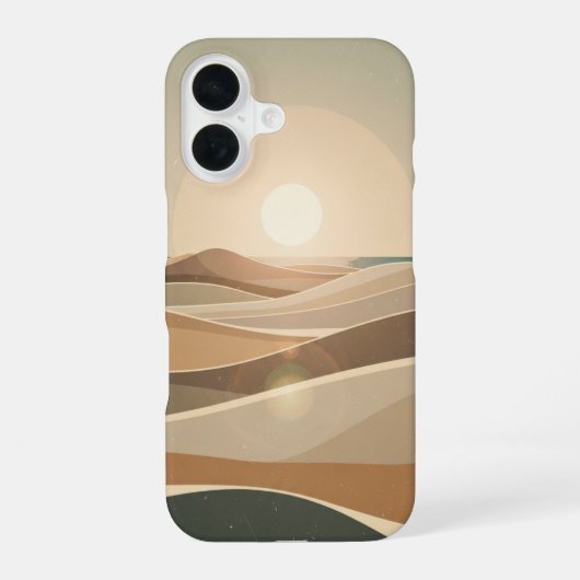 抽象的なビーチのレトロ風景 iPhone 16ケース (裏面)