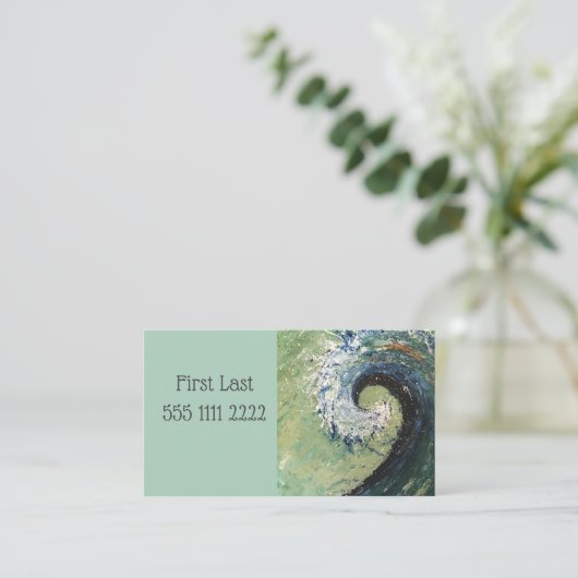 抽象的なビーチの波のファインアートの絵画 名刺 (スタンド正面)