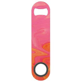 抽象的なピンクおよびイエロー・ゴールドのビール瓶のオープナ スピード栓抜き (裏面)