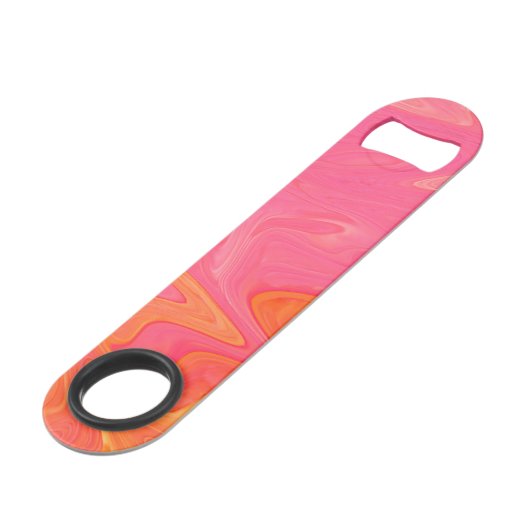 抽象的なピンクおよびイエロー・ゴールドのビール瓶のオープナ スピード栓抜き (裏面アングル)