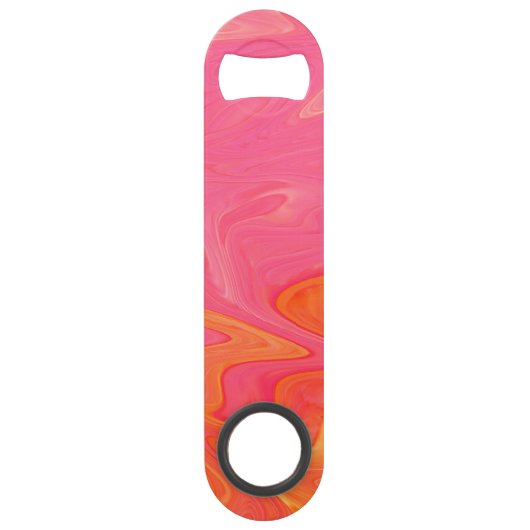 抽象的なピンクおよびイエロー・ゴールドのビール瓶のオープナ スピード栓抜き (正面)