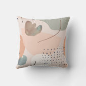 抽象的なピンクとアースカラーのアート クッション (裏面)