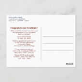 抽象的なピンクとグリーンの卒業お知らせ ポストカード (裏面)
