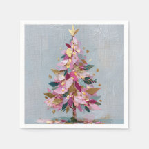 抽象的なピンクとゴールドの厚塗りクリスマスツリー