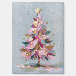 抽象的なピンクとゴールドの厚塗りクリスマスツリー マグネット