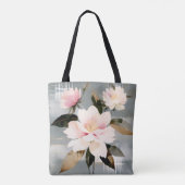 抽象的なピンクと白のわびさびの花 トートバッグ (裏面)