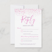 抽象的なピンクと紫とグレーのアートがテーマのウェディング 返信 RSVP 出欠カード (裏面)